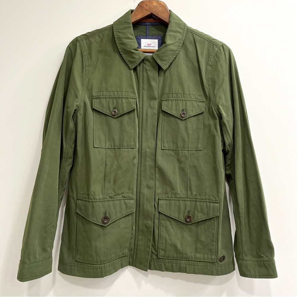 Vineyard Vines Waxed Cypress Jacket Parka Olive Green Utility Military Medium